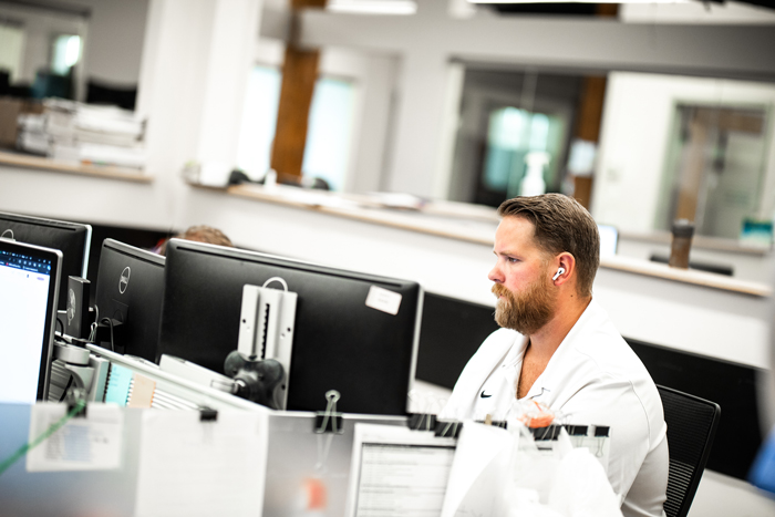 man working on computer