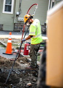 man with hose